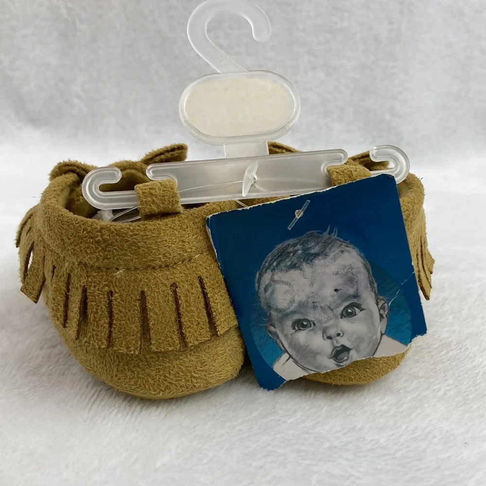 Gerber Tan Baby Moccasins with Bow NWT 3-6 mos